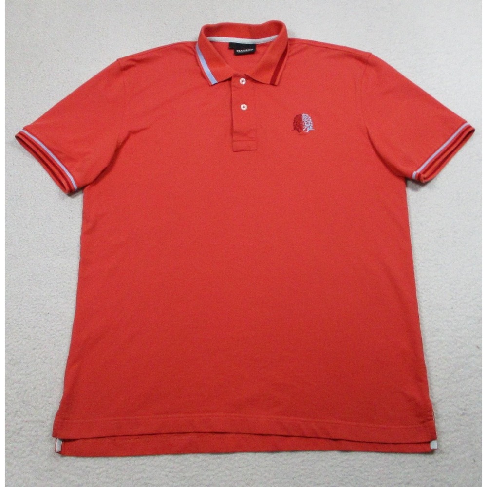 Maceoo Polo Shirt Mens 2XL Coral Mozartone Tip Contrast Trim‎ Embroidered Pique